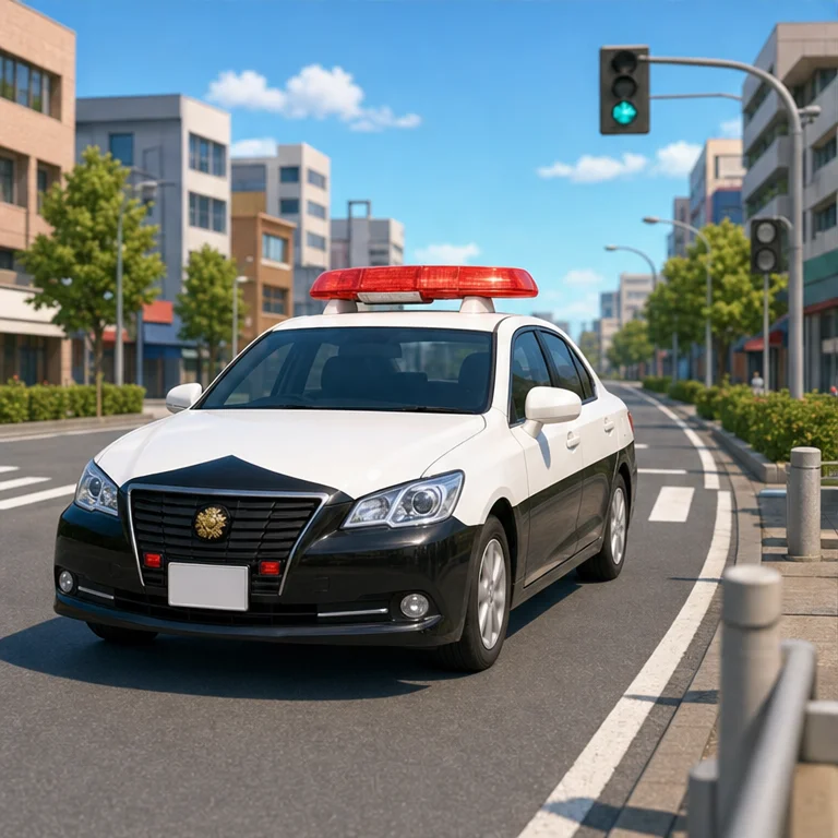 A police car patrols the town.
It looks at the roads and the town to help keep everyone safe.
If someone is in trouble, it goes to help.