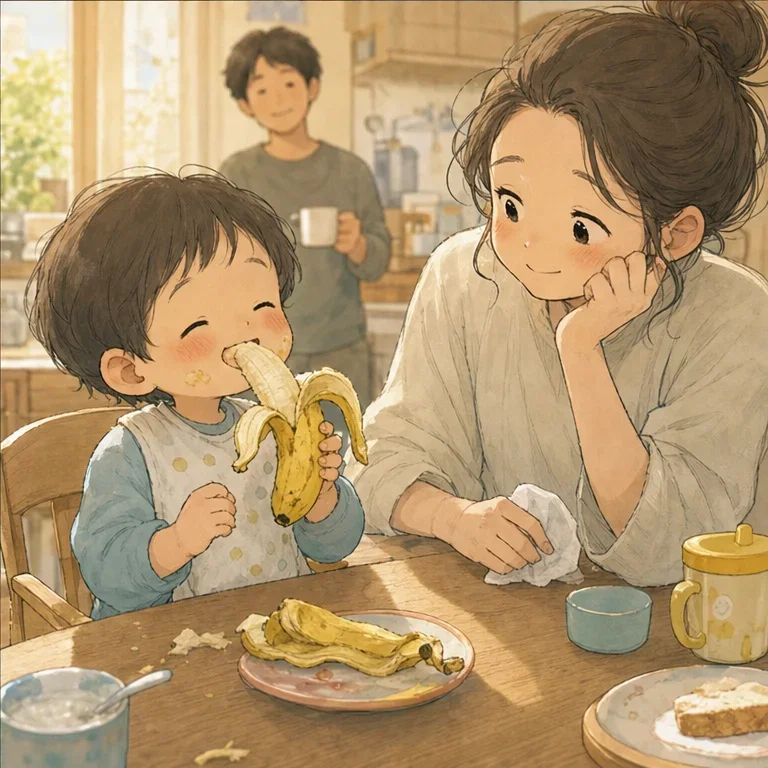 My child ate the banana they had peeled by themselves more slowly than usual.
As I looked at the peel on the table and their slightly sticky hands, I laughed with a sigh.
The one banana I had peeled as a matter of course until yesterday, today my child peeled by themselves.
It was such a small thing, and yet it felt like the morning when I began preparing to let go, little by little.