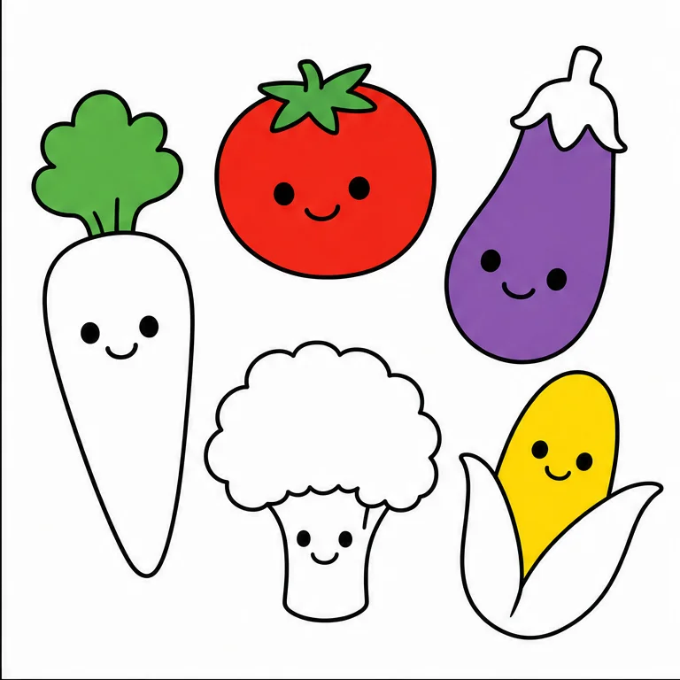 About half of it is already colored.
Color the parts that are still white and finish the picture.
Look at the sample and try coloring the rest.