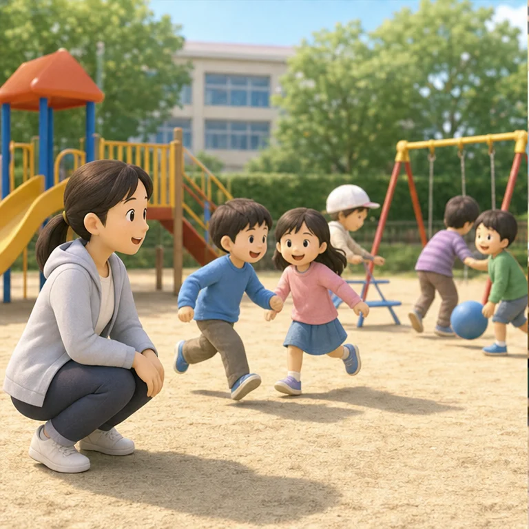先生は、みんなが安全にすごせるように見守ります。
困っている子がいたら、そばに行って助けます。
けんかをしたときも、話を聞いてくれます。