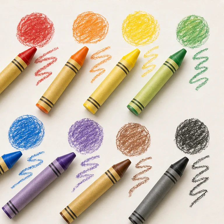 Crayons come in many colors.
You can draw an apple in red and the sky in blue.
You choose and use the colors you like.