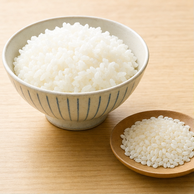 ごはんは、お米からできます。
かたいお米に水を入れて、あたためます。
すると、ふっくらやわらかいごはんになります。