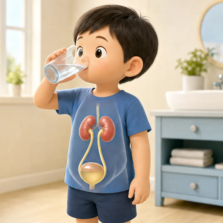 물을 마시면 몸속을 지나갑니다.
몸은 필요한 것과 필요 없는 것을 나눕니다.
필요 없어진 물 같은 것이 오줌이 됩니다.