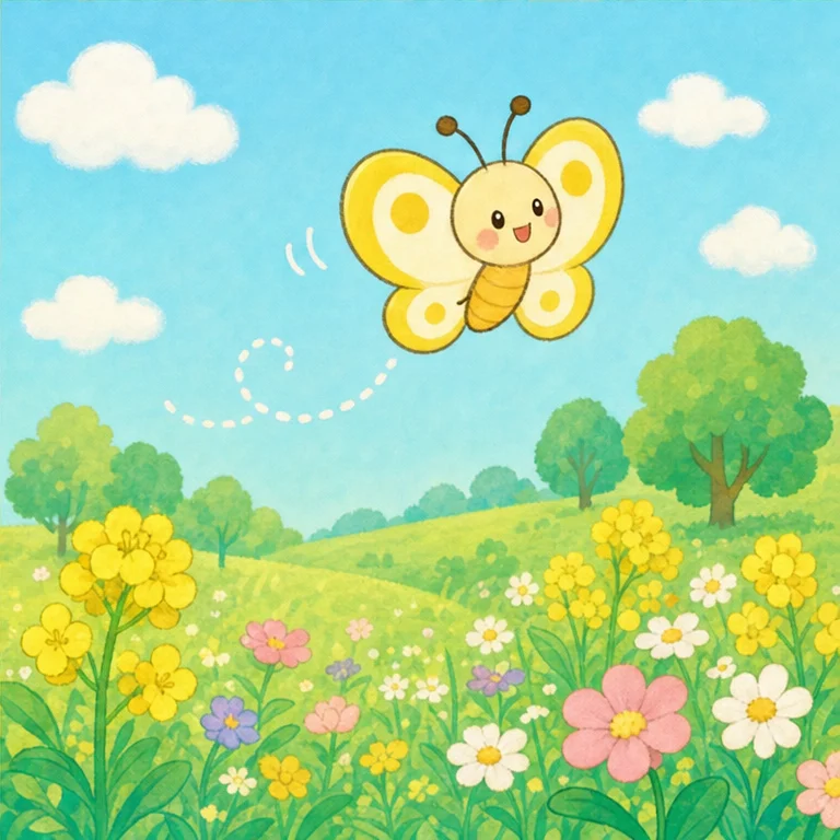 잠깐 쉰 나비는 다시 날기 시작했어요.
팔랑팔랑, 둥실둥실.
꽃 옆을 즐겁게 날고 있어요.
『나비야 나비야』는 봄에 나비가 꽃이 있는 곳으로 날아가는, 다정한 노래예요.