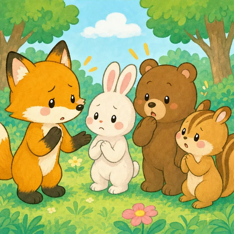 여우는 천천히 말했어요.
“나는 말이야, 내 이야기를 끝까지 들어줬으면 했어.”
“중간에 다른 이야기를 하면, 슬픈 마음이 들어.”
친구들은 깜짝 깨달았어요.
토끼가 말했어요.
“미안해. 여우야, 네 이야기를 잘 들을게.”