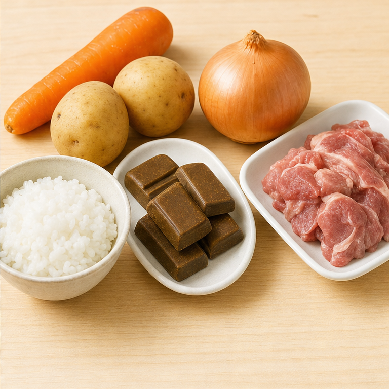 カレーには、いろいろな具が入ります。
にんじん、じゃがいも、たまねぎを入れることがあります。
肉や豆を入れるカレーもあります。