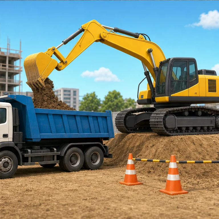 ショベルカーは、工事の場所で働きます。
土をすくって、ダンプカーに入れることもあります。
働く車の近くでは、大人といっしょに安全に見ます。