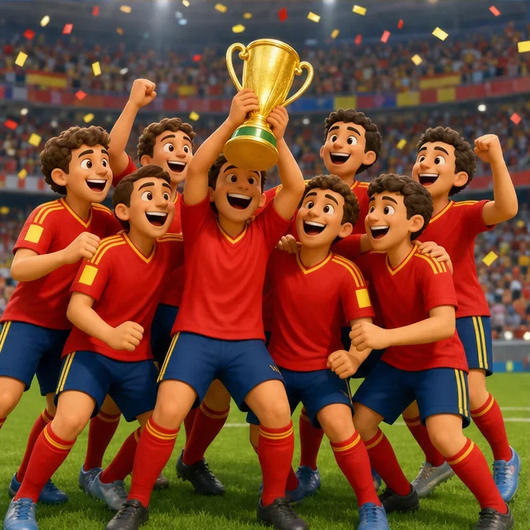 ワールドカップは、世界の国のサッカーチームが集まる大会です。
スペイン代表は、その大会で優勝したことがあります。
たくさんパスをつないで、ゴールを目指しました。