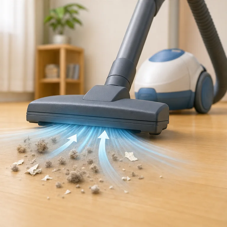 Inside a vacuum cleaner, there is a power that moves air.
It sucks up dust together with the air.
The dust that is sucked in gathers inside the main body.