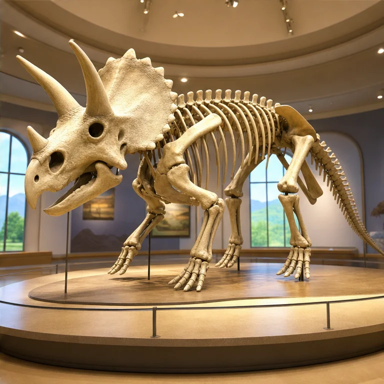 Triceratops is no longer alive today.
Fossils of its bones are found in the ground.
By studying fossils, we can learn about dinosaurs from long ago.