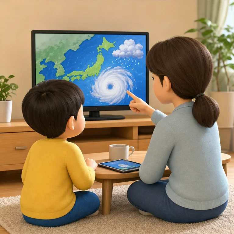 The weather forecast tells us whether a typhoon may come.
Listen carefully to what people at home or your teacher say.
Decide together with an adult whether to go outside.