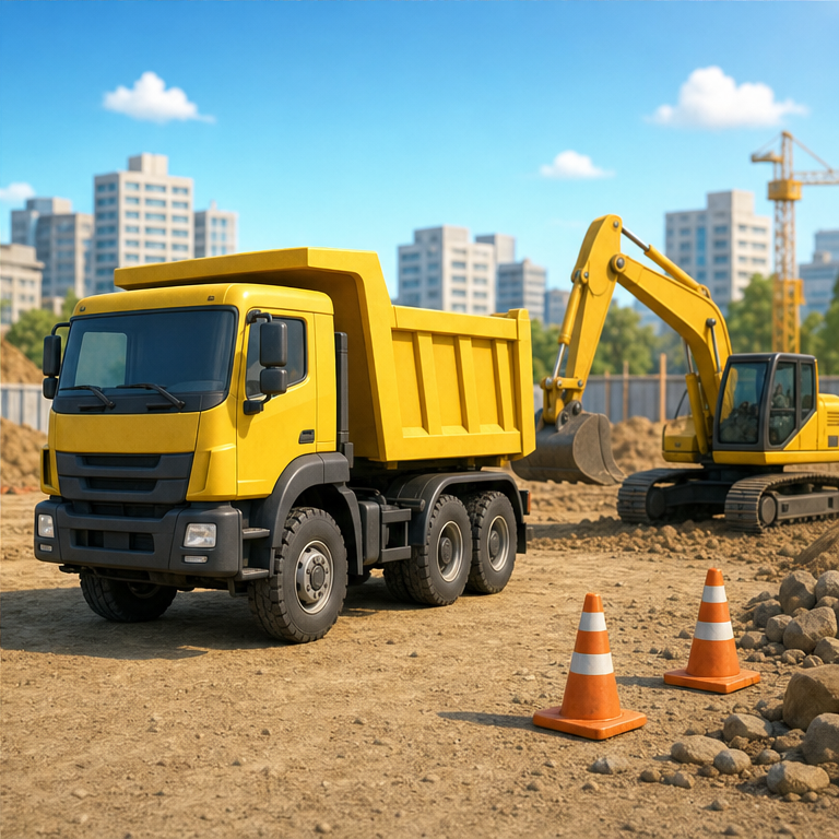 傾卸卡車常常在工地工作。
它搬運土和沙，幫忙建造道路和建築物。
因為是很大的車，在附近看的時候要和大人一起看。