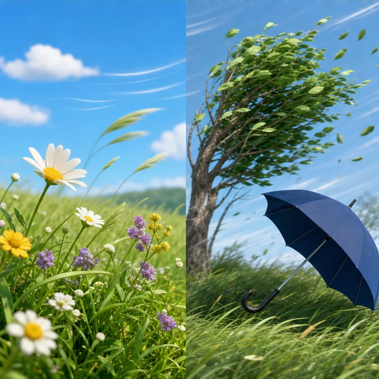 바람에는 약한 바람이 있습니다.
약한 바람은 살랑살랑 붑니다.
강한 바람은 나무와 우산을 크게 흔듭니다.