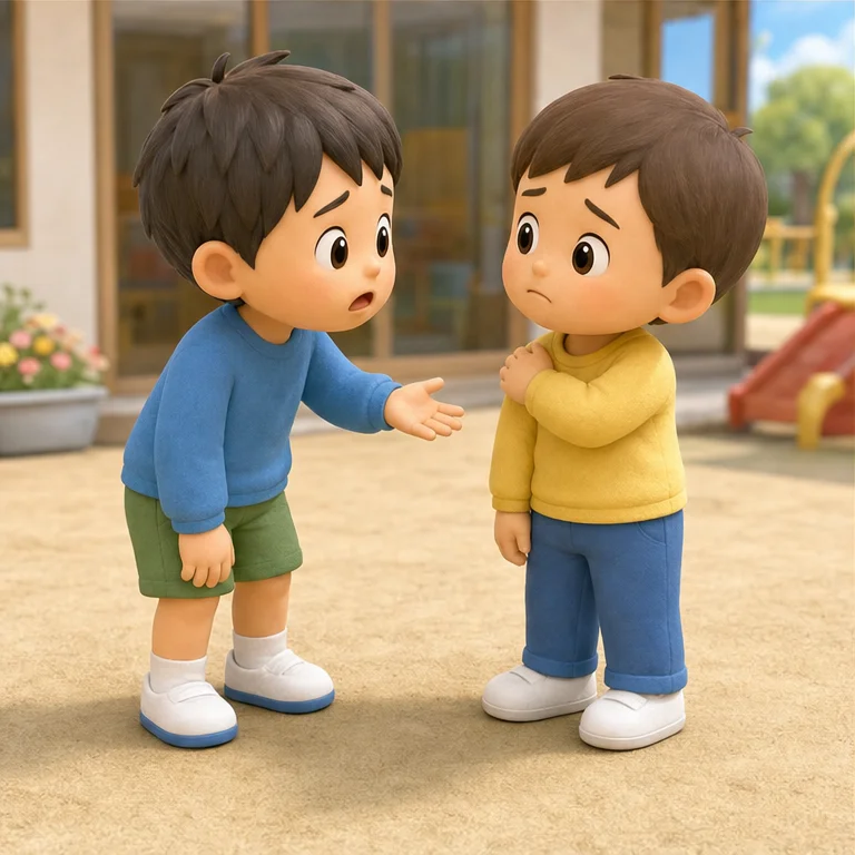 「ごめんなさい」のあとに、聞いてみます。
「だいじょうぶ？」
相手を心配することも、大切です。