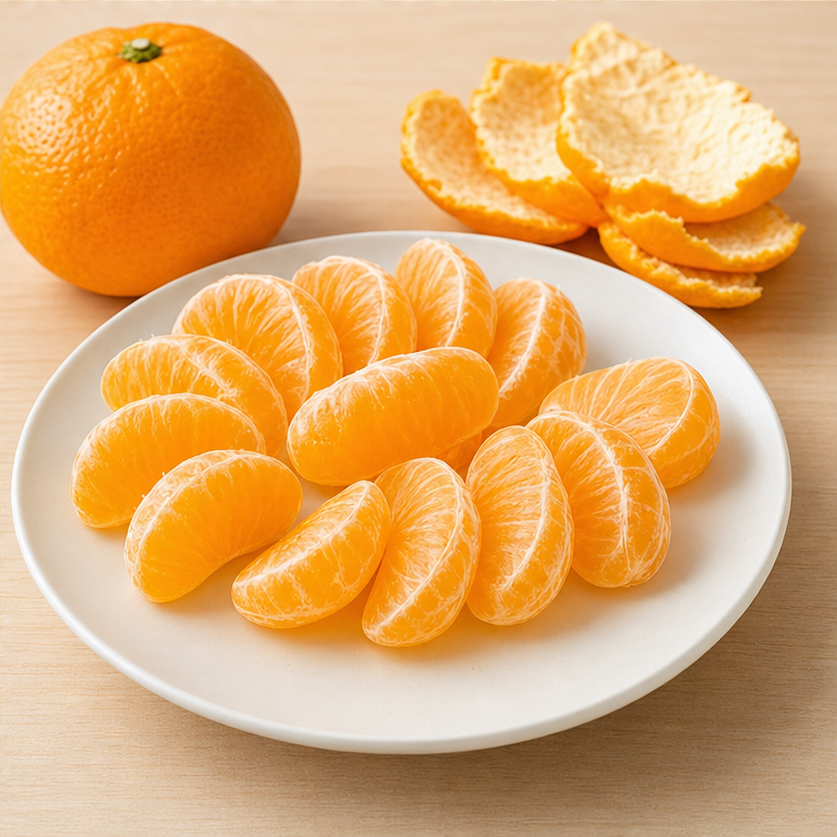 みかんは、皮をむいて食べます。
ふさは、やわらかくて、じゅうしーです。
あまいものや、少しすっぱいものがあります。